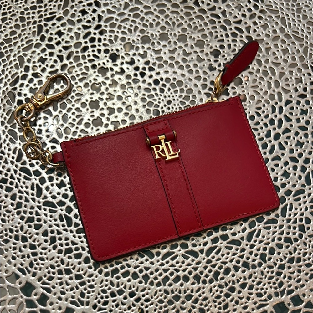 Ralph Lauren Scarlet Card Holder with Gold Accent